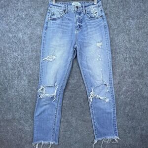 Carly Jean Los Angeles Jeans Womens 3 Chrissy Light Thrashed Ripped Fray Raw Hem